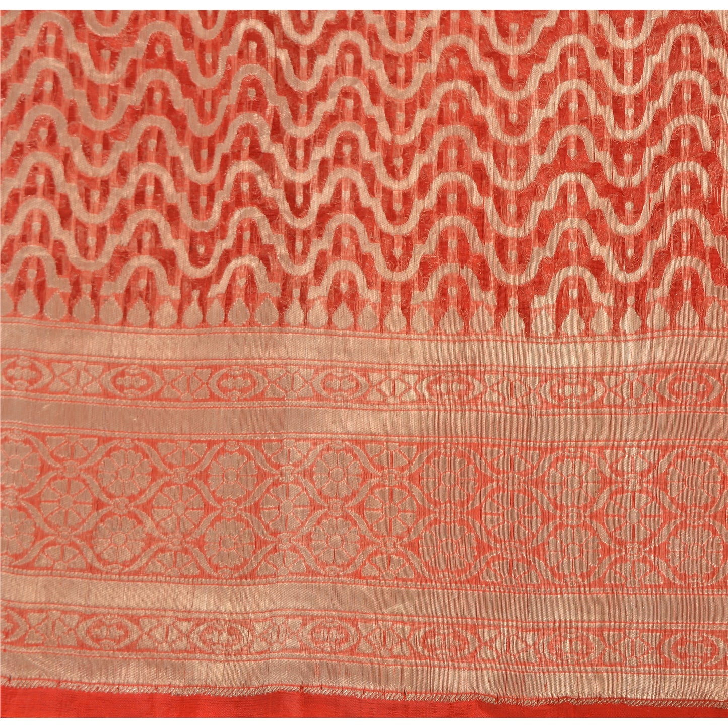 Sanskriti Vintage Sarees Pure Organza Handwoven Brocade/Banarasi Sari/Fabric