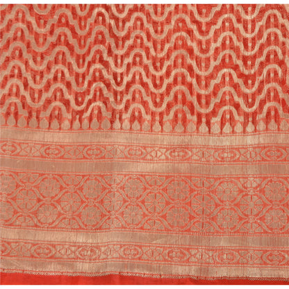 Sanskriti Vintage Sarees Pure Organza Handwoven Brocade/Banarasi Sari/Fabric