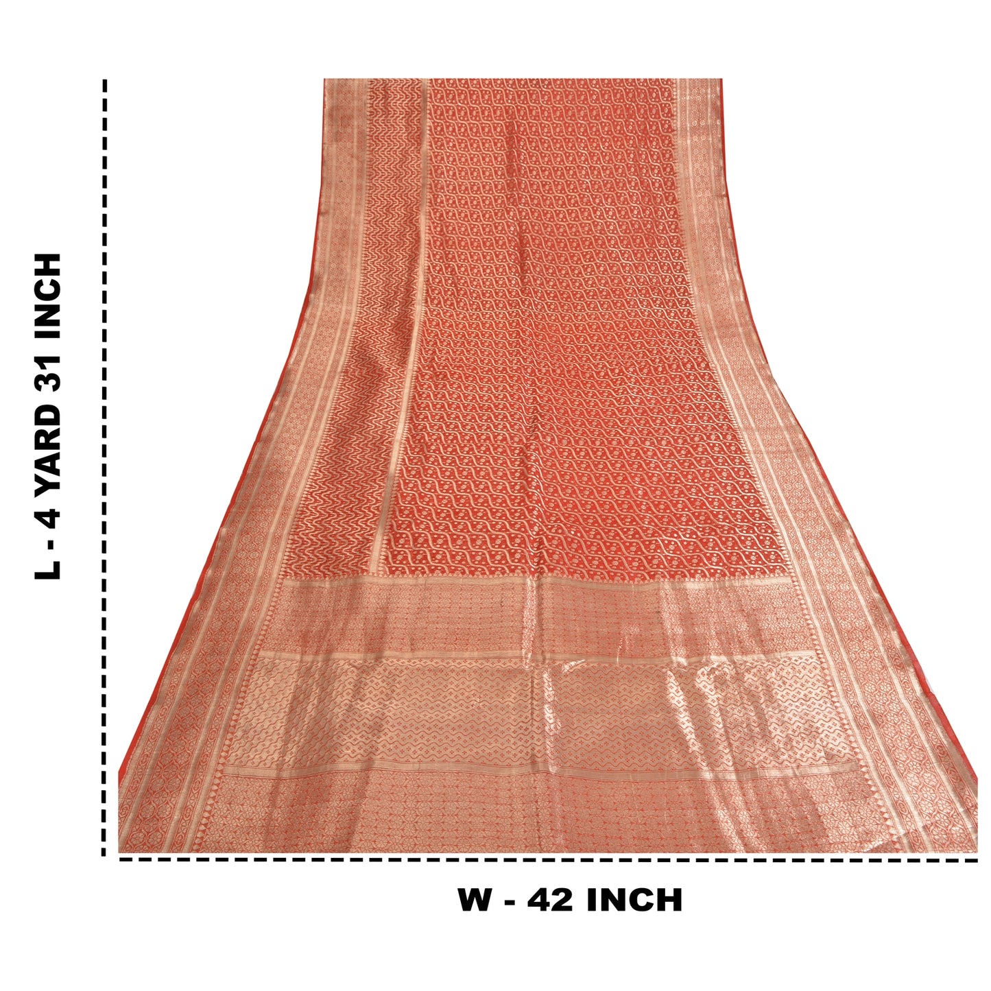 Sanskriti Vintage Sarees Pure Organza Handwoven Brocade/Banarasi Sari/Fabric