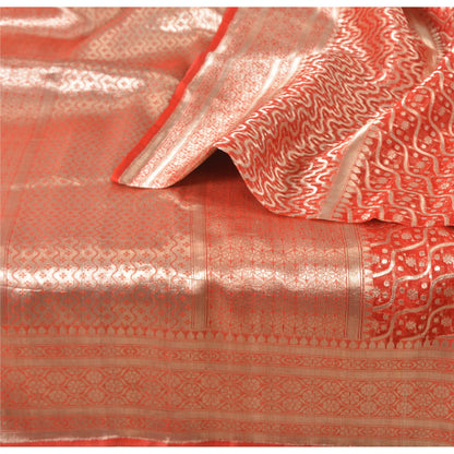 Sanskriti Vintage Sarees Pure Organza Handwoven Brocade/Banarasi Sari/Fabric