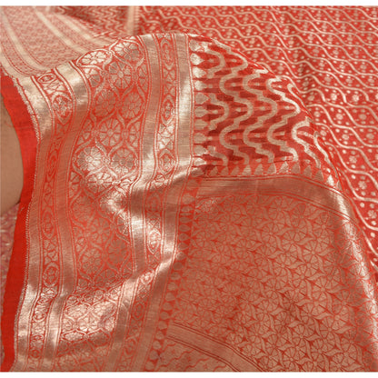 Sanskriti Vintage Sarees Pure Organza Handwoven Brocade/Banarasi Sari/Fabric