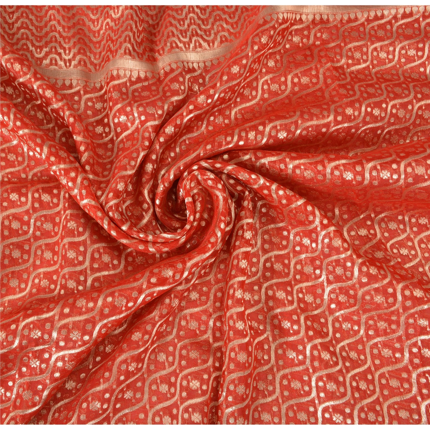 Sanskriti Vintage Sarees Pure Organza Handwoven Brocade/Banarasi Sari/Fabric