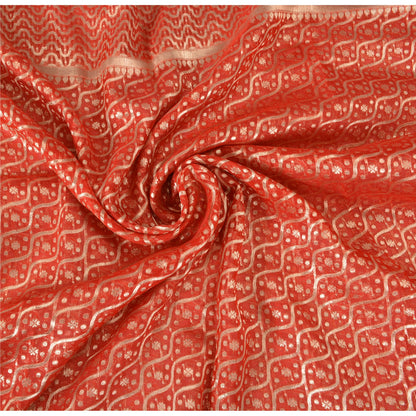 Sanskriti Vintage Sarees Pure Organza Handwoven Brocade/Banarasi Sari/Fabric
