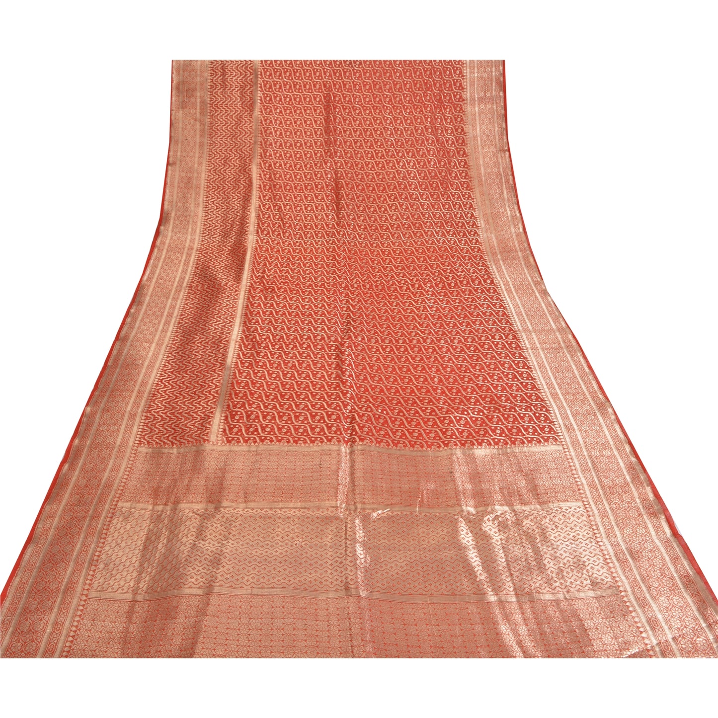 Sanskriti Vintage Sarees Pure Organza Handwoven Brocade/Banarasi Sari/Fabric