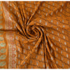 Sanskriti Vintage Mustard Sarees 100% Pure Satin Silk Woven Brocade Sari Fabric