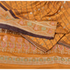 Sanskriti Vintage Mustard Sarees 100% Pure Satin Silk Woven Brocade Sari Fabric