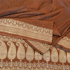Sanskriti Vintage Brown Sarees Pure Satin Silk Woven BanarasiBrocade Sari Fabric