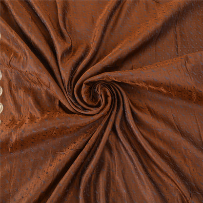 Sanskriti Vintage Brown Sarees Pure Satin Silk Woven BanarasiBrocade Sari Fabric