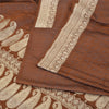 Sanskriti Vintage Brown Sarees Pure Satin Silk Woven BanarasiBrocade Sari Fabric