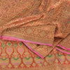 Sanskriti Vintage Orange Sarees Pure Silk Zari Woven Brocade BanarasiSari Fabric