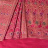 Sanskriti Vintage Pink Sarees Blend Silk Banarasi Zari Woven Brocade Sari Fabric Blouse Piece