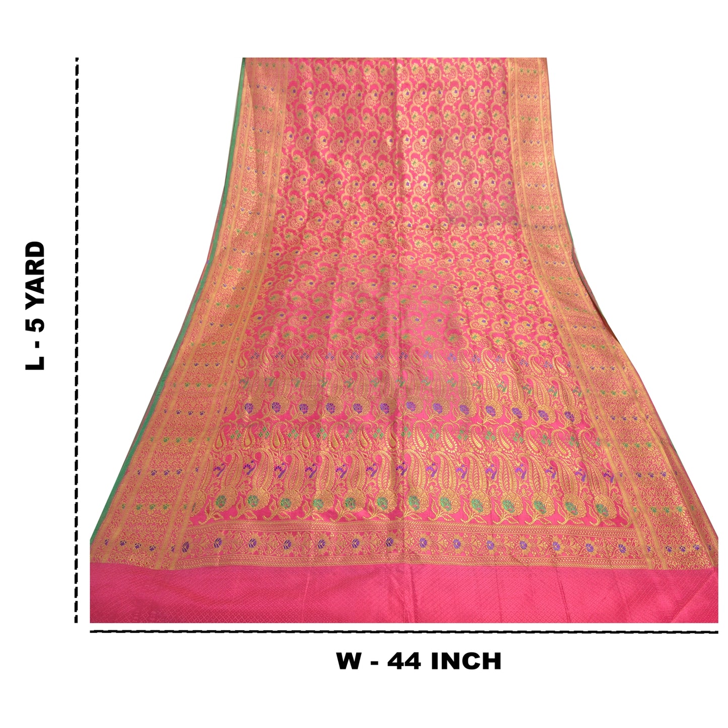 Sanskriti Vintage Pink Sarees Blend Silk Banarasi Zari Woven Brocade Sari Fabric Blouse Piece