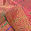Sanskriti Vintage Pink Sarees Blend Silk Banarasi Zari Woven Brocade Sari Fabric Blouse Piece