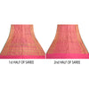 Sanskriti Vintage Pink Sarees Blend Silk Banarasi Zari Woven Brocade Sari Fabric Blouse Piece