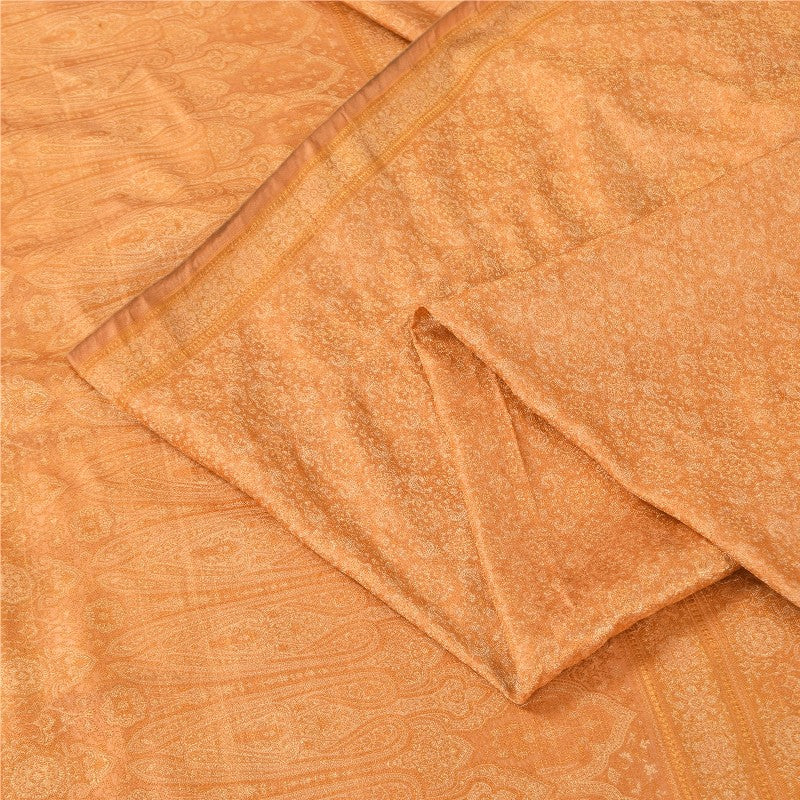 Sanskriti Vintage Brown Heavy Saree Blend Silk Sustainable Fabric Woven Ethnic Soft Sari