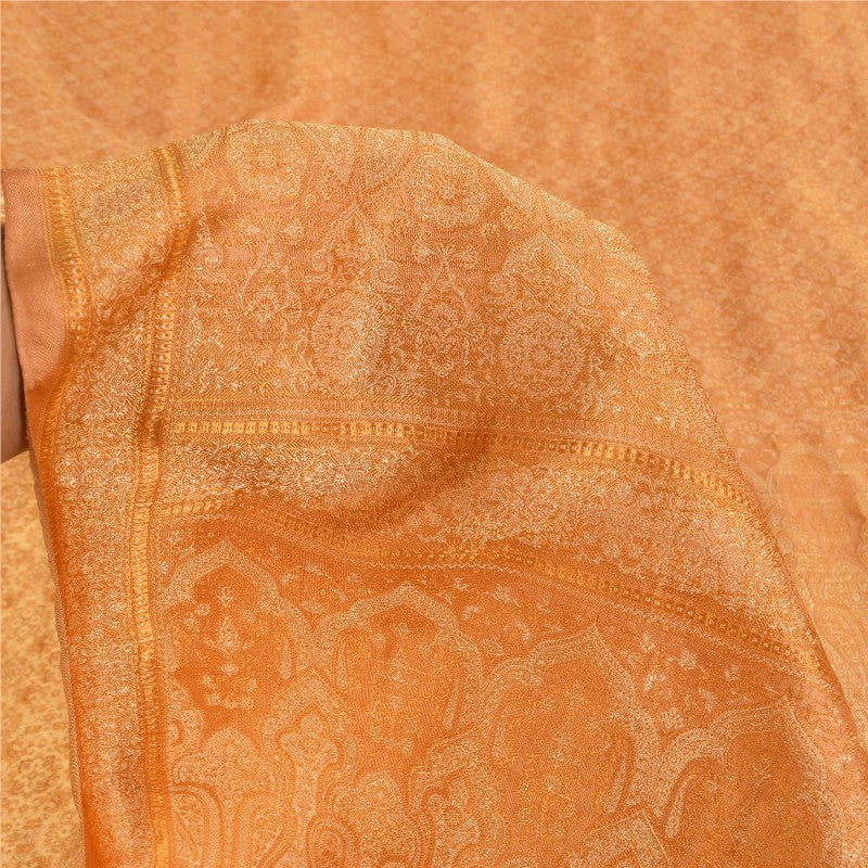 Sanskriti Vintage Brown Heavy Saree Blend Silk Sustainable Fabric Woven Ethnic Soft Sari