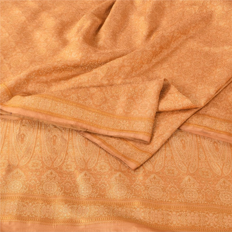 Sanskriti Vintage Brown Heavy Saree Blend Silk Sustainable Fabric Woven Ethnic Soft Sari