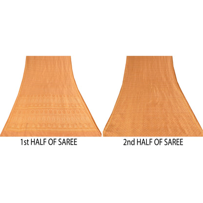 Sanskriti Vintage Brown Heavy Saree Blend Silk Sustainable Fabric Woven Ethnic Soft Sari