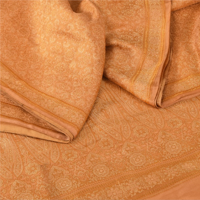 Sanskriti Vintage Brown Heavy Saree Blend Silk Sustainable Fabric Woven Ethnic Soft Sari