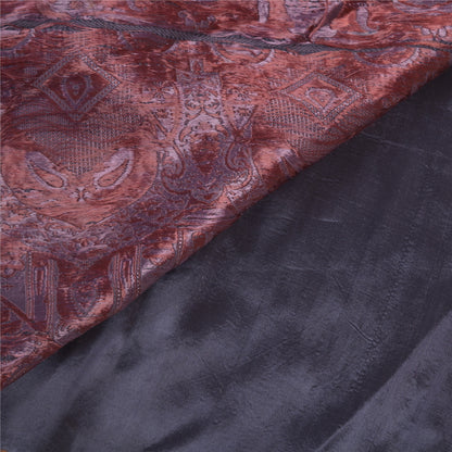 Sanskriti Vintage Purple Indian Sarees Pure Satin Silk Hand-Woven Sari Fabric
