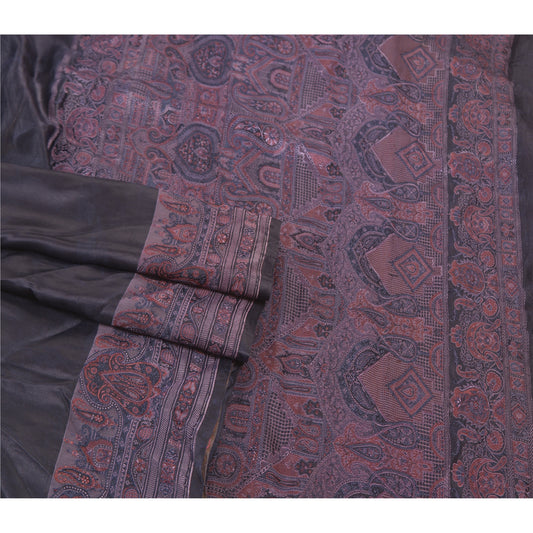 Sanskriti Vintage Purple Indian Sarees Pure Satin Silk Hand-Woven Sari Fabric