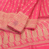 Sanskriti Vintage Pink Sarees Satin Silk Woven Banarasi/Banarasi Sari Fabric