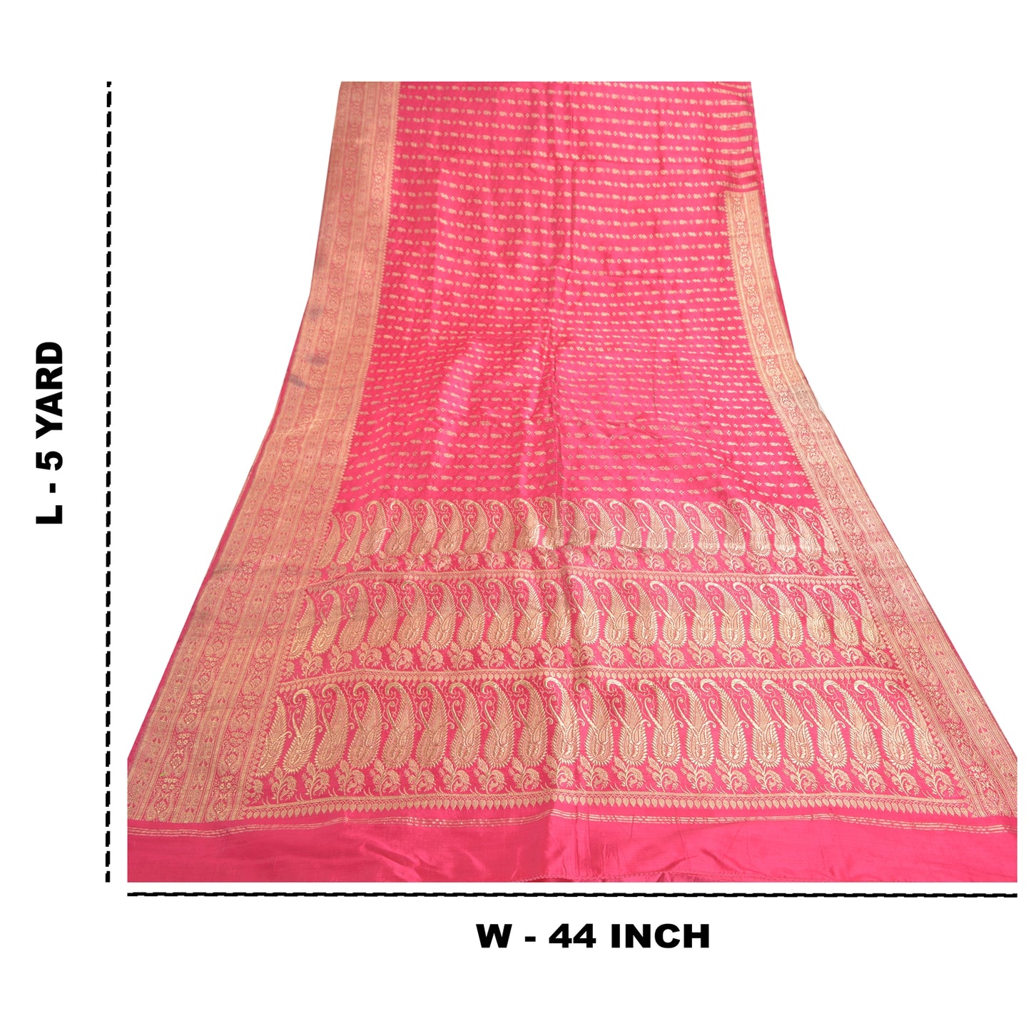 Sanskriti Vintage Pink Sarees Satin Silk Woven Banarasi/Banarasi Sari Fabric