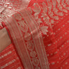 Sanskriti Vintage Red Sarees Pure Satin Zari Woven Brocade Banarasi Sari Fabric