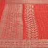 Sanskriti Vintage Red Sarees Pure Satin Zari Woven Brocade Banarasi Sari Fabric