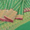 Sanskriti Vintage Green Sarees Blend Silk Brocade Banarasi Hand Woven 5 Yd Sari