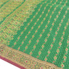 Sanskriti Vintage Green Sarees Blend Silk Brocade Banarasi Hand Woven 5 Yd Sari