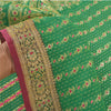 Sanskriti Vintage Green Sarees Blend Silk Brocade Banarasi Hand Woven 5 Yd Sari