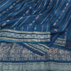 Sanskriti Vintage Teal Sarees Pure Satin Silk Woven Brocade/Banarasi Sari Fabric