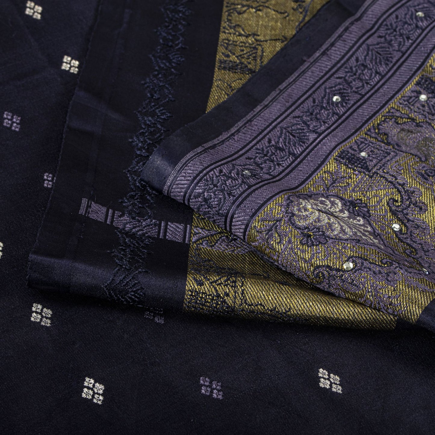 Sanskriti Vintage Blue Blend Satin Saree Banarasi Brocade Zari Hand-Woven Sari