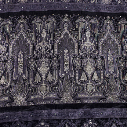 Sanskriti Vintage Blue Blend Satin Saree Banarasi Brocade Zari Hand-Woven Sari