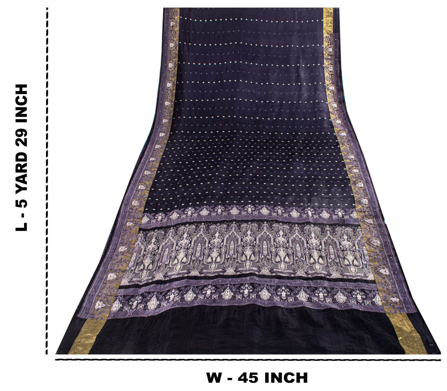 Sanskriti Vintage Blue Blend Satin Saree Banarasi Brocade Zari Hand-Woven Sari