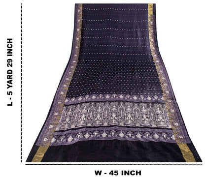 Sanskriti Vintage Blue Blend Satin Saree Banarasi Brocade Zari Hand-Woven Sari