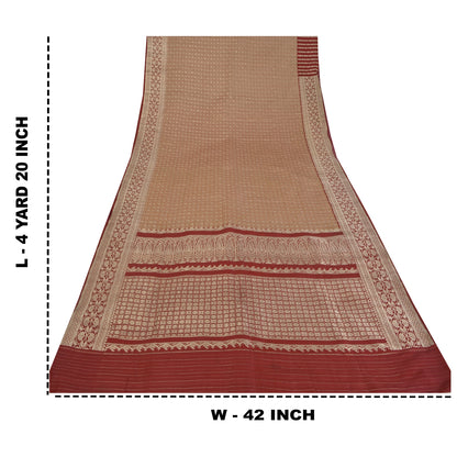 Sanskriti Vintage Red Sarees Pure Satin Brocade Banarasi ZariWoven Blouse PcSari