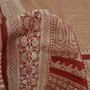 Sanskriti Vintage Red Sarees Pure Satin Brocade Banarasi ZariWoven Blouse PcSari