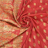 Sanskriti Vintage Red Sarees Pure Silk Beaded & Banarasi Woven Brocade 5YD Sari