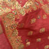 Sanskriti Vintage Red Sarees Pure Silk Beaded & Banarasi Woven Brocade 5YD Sari