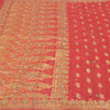 Sanskriti Vintage Red Sarees Pure Silk Beaded & Banarasi Woven Brocade 5YD Sari