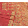 Sanskriti Vintage Red Sarees Pure Silk Beaded & Banarasi Woven Brocade 5YD Sari