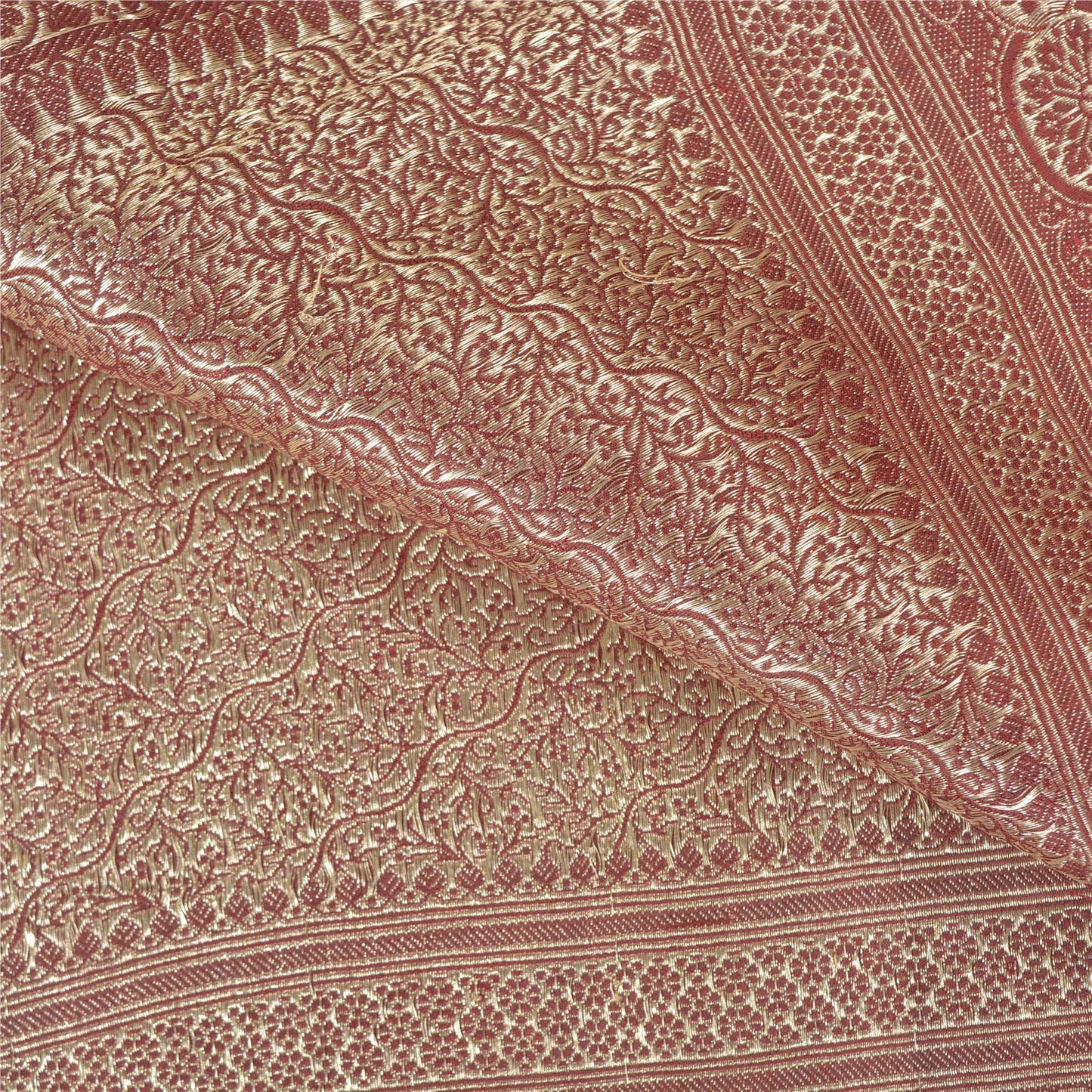 Sanskriti Vintage Red Wedding Sarees Pure Satin Silk Banarasi Woven Brocade Sari