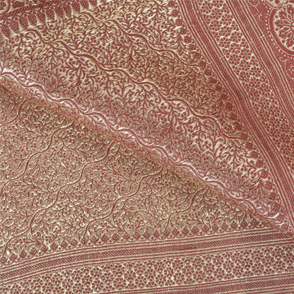 Sanskriti Vintage Red Wedding Sarees Pure Satin Silk Banarasi Woven Brocade Sari