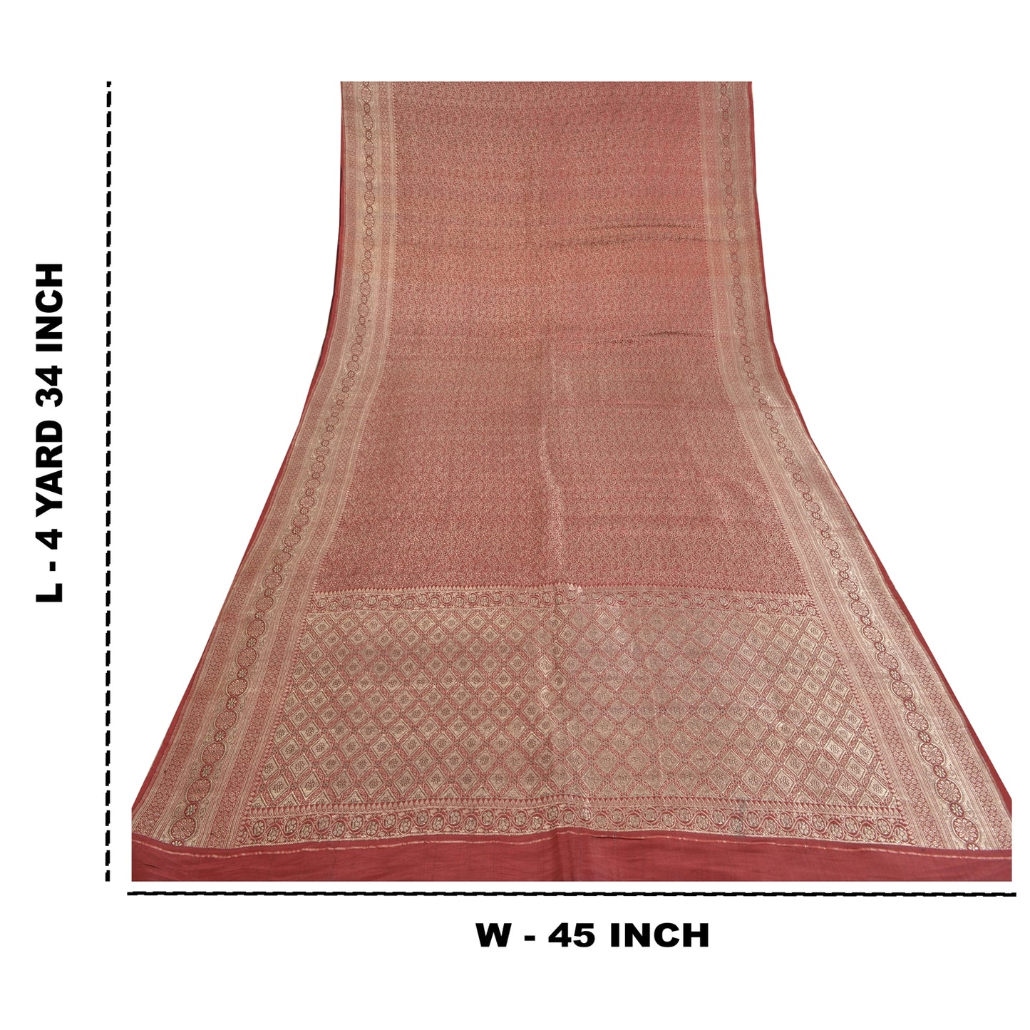 Sanskriti Vintage Red Wedding Sarees Pure Satin Silk Banarasi Woven Brocade Sari