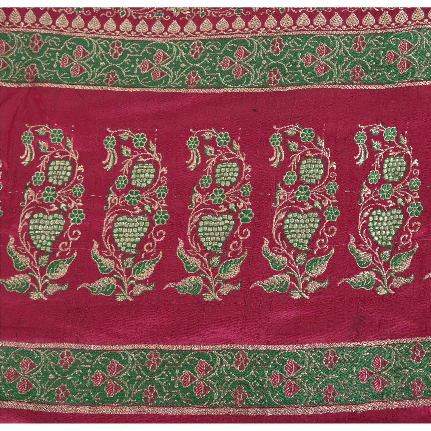 Sanskriti Vintage Pink Sarees Pure Satin Silk Woven Brocade/Banarasi Sari Fabric