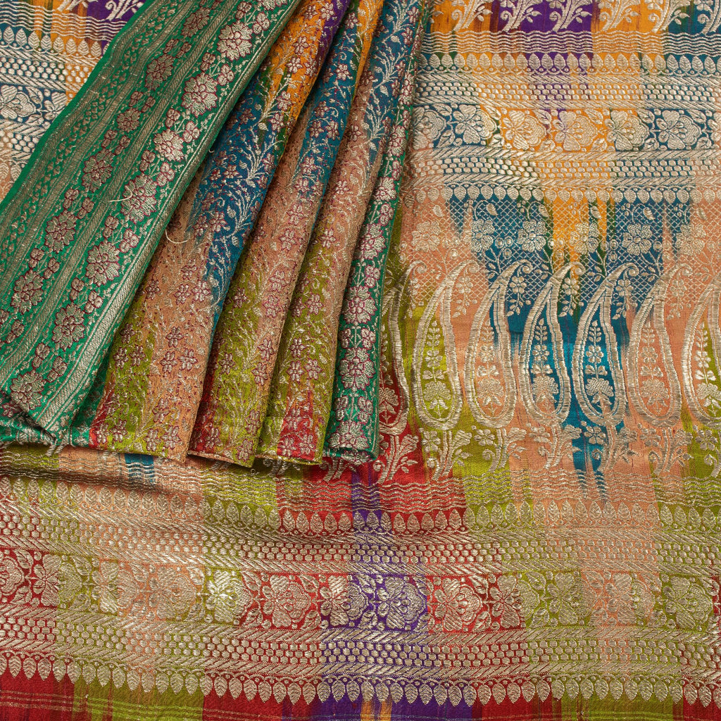 Sanskriti Vintage Sarees Pure Silk Banarasi Brocade Zari Woven Indian 5YD Sari