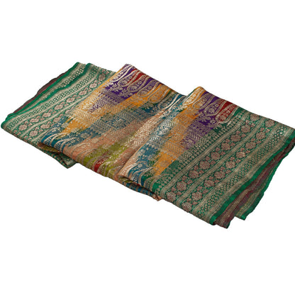 Sanskriti Vintage Sarees Pure Silk Banarasi Brocade Zari Woven Indian 5YD Sari