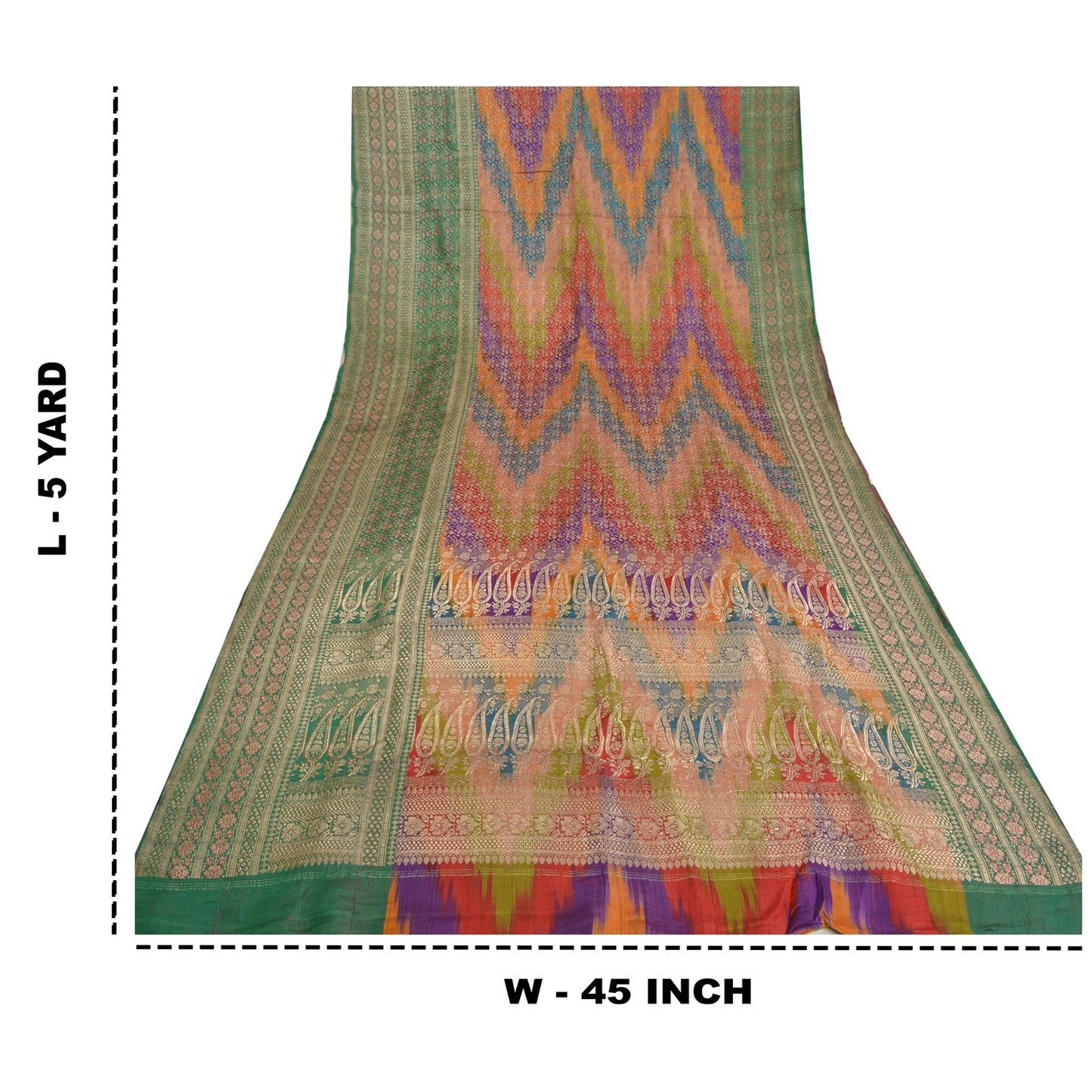 Sanskriti Vintage Sarees Pure Silk Banarasi Brocade Zari Woven Indian 5YD Sari